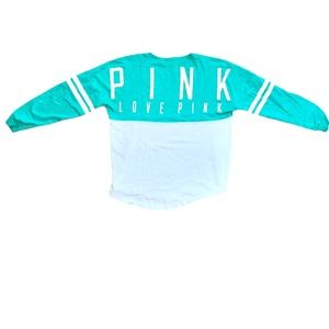 VS PINK Long Sleeve Campus Tee T-shirt Mint Green